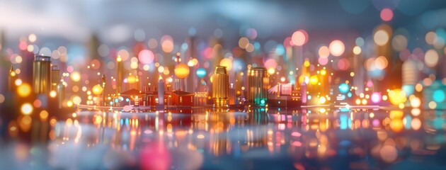 Obraz premium Illuminated City Market: Vibrant of Diverse Food Stalls with Colorful Lights