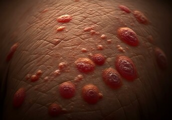 Macro detail of diseased human skin, skin cancer, tumors, macro shot