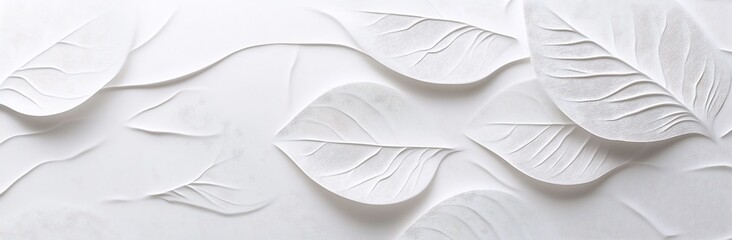 Elegant White Leaf Veins Pattern on Minimalistic 3D Rendered Background for Text and Graphics.