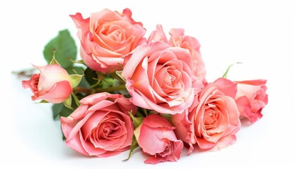 Rosy Rose Delight: A Radiant Bunch Isolated on White