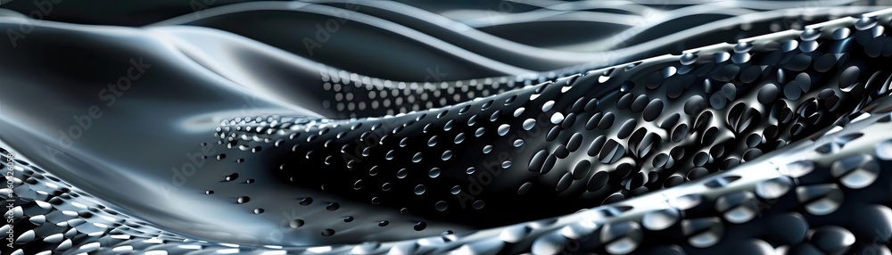 Poster A mesmerizing close-up of black textured fabric with droplets, creating a stunning visual of depth and elegance.