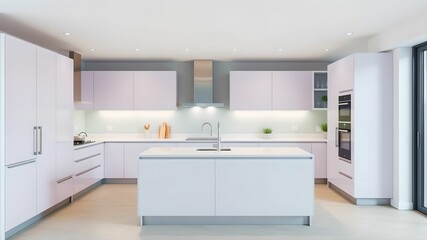 Fototapeta premium Minimalist Kitchen in Soft Pastel Shades