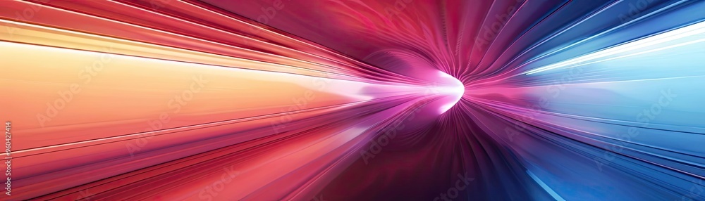 Poster Dynamic light streaks in vibrant hues create a mesmerizing abstract background, perfect for design and digital art.