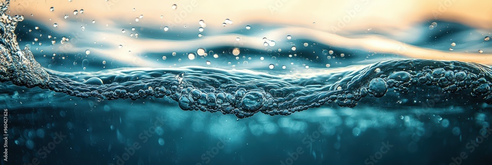 Leinwandbilder the surface of the water gently ripples as light dances across it during sunset, creating a peaceful