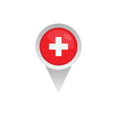 Obraz premium Switzerland Flag And Location Sign Vector Design.