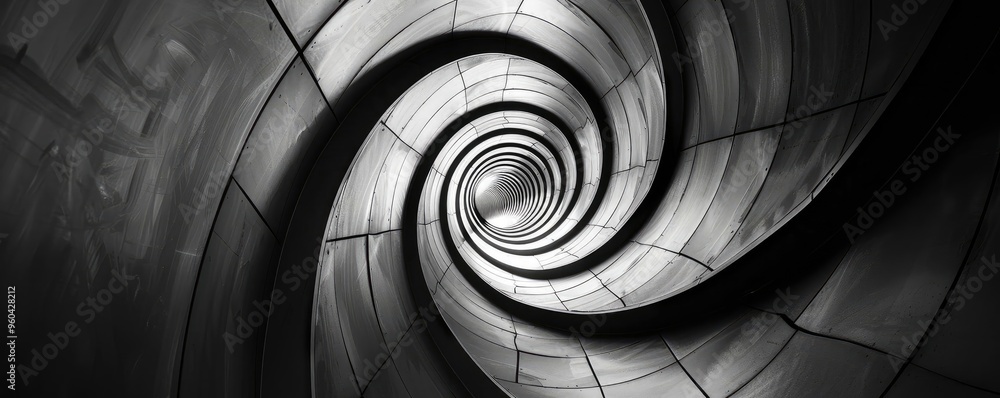 Aufkleber a mesmerizing spiral tunnel in shades of gray, creating a sense of depth and motion, perfect for abs