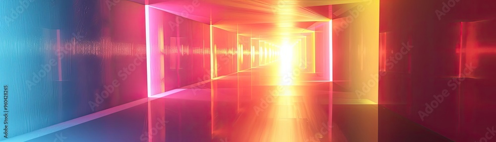 Aufkleber a vibrant tunnel illuminated with colorful lights, creating a futuristic and dynamic atmosphere, per
