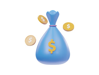 Money bag icon 3d render illustration 