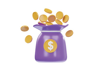 Money bag icon 3d render illustration 