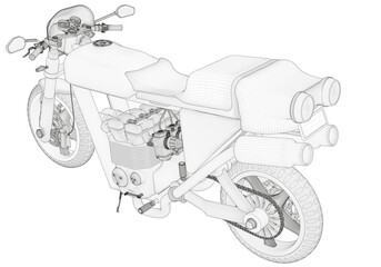 Black motorcycle on a white background. Unique design. 