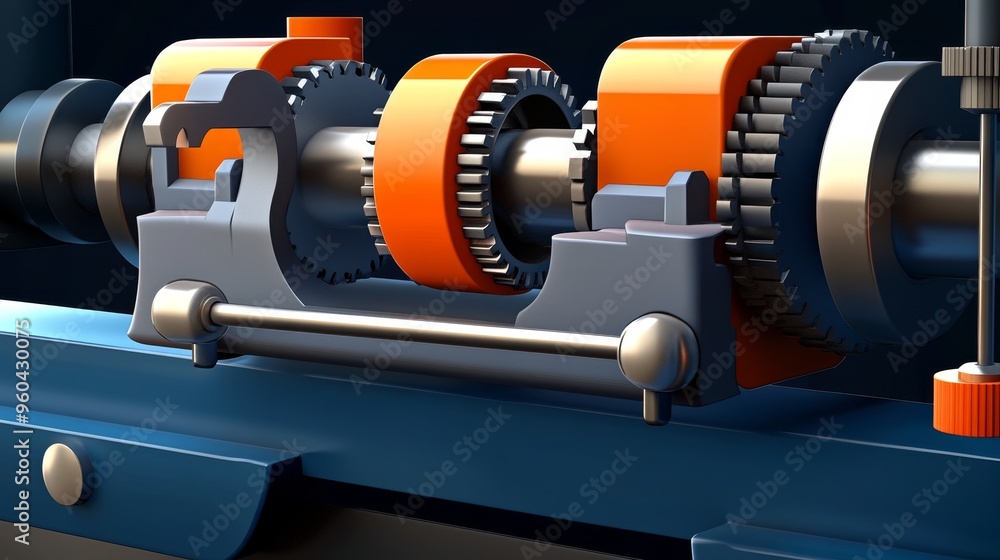 Poster close-up of a precision mechanical gear system showcasing engineering design and functionality in mo