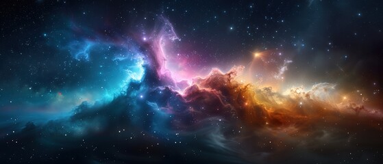 Fototapeta premium Enchanting Glowing Peaks: Mystical Mountain Range under Starry Night Sky in -Clear