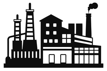 Naklejka premium Factory silhouette vector illustrations 