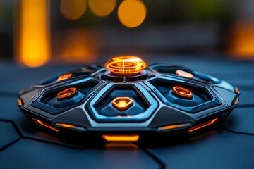 Board game, futuristic setting, advanced technology explores themes of sci-fi, with advanced tech and otherworldly challenges