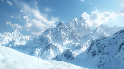 Obraz premium Snow-capped peaks rise majestically against a winter sky, creating a breathtaking landscape