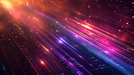 Obraz premium Abstract Digital Art with Glowing Lines and Particles