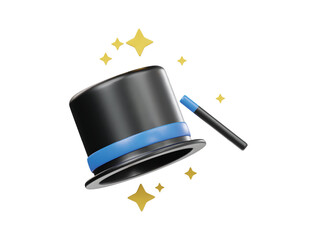Magic hat icon 3d render illustration