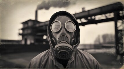 Person in gas mask