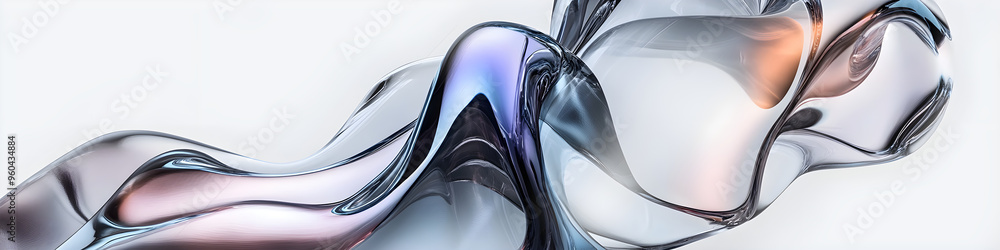 Poster abstract wavy shapes created from colorful glass. glass material with fluid movements. concept of fl
