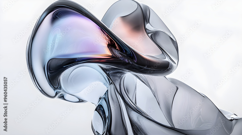Aufkleber abstract flowing transparent element, glass wave on white background. abstract design object for fut