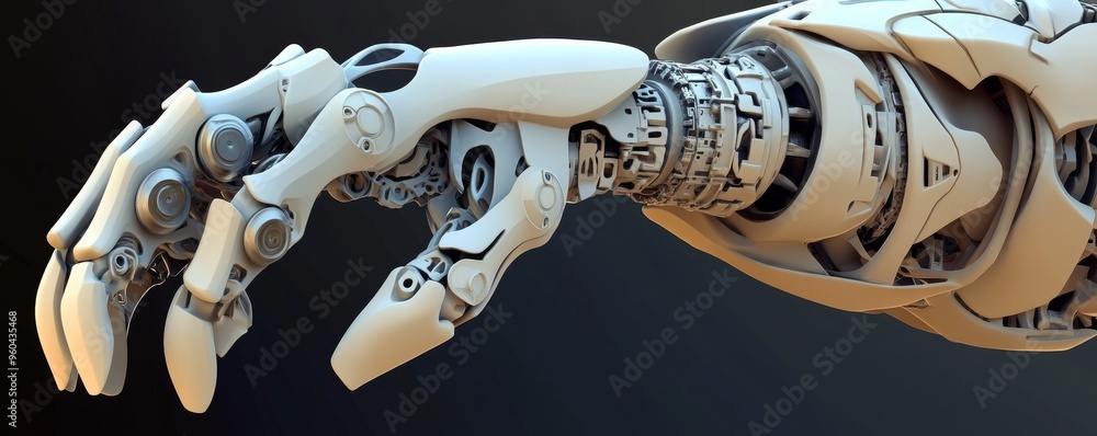 Aufkleber a close-up view of a robotic hand showcasing intricate mechanical components and a sleek design, rep