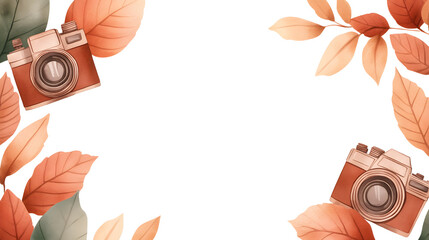 Autumn Leaves Frame with Vintage Cameras