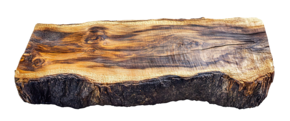Textured slab of rustic natural wood, cut out