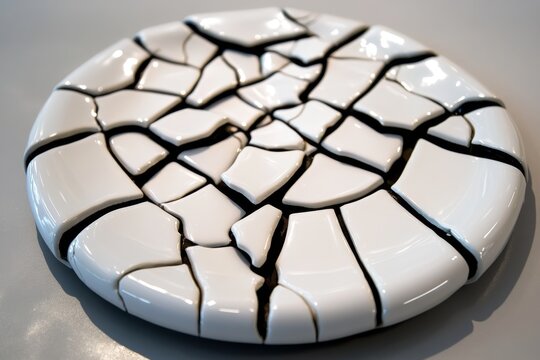 Broken plate, metaphor for relationships, fractured bonds mirrors the cracks and breaks that can occur in personal connections