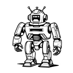 black and white robot