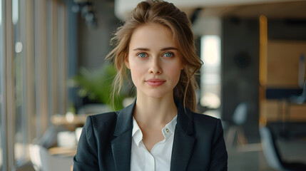 A picture of a businesswomen wearing a suit