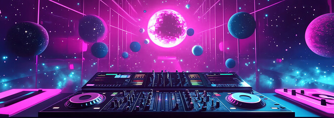 purple DJ console, AI generated