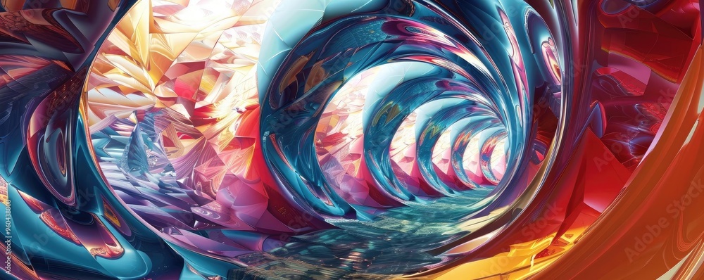Aufkleber a vibrant abstract swirl of colors, creating a mesmerizing tunnel effect, perfect for art and design