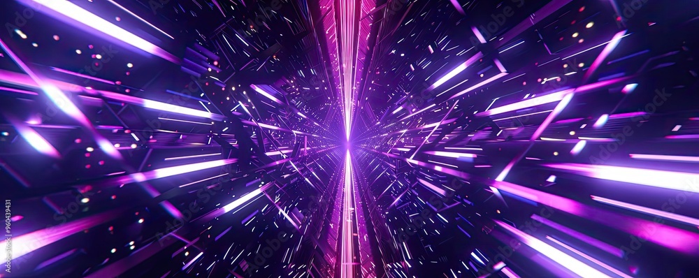 Poster a vibrant tunnel of light showcasing dynamic energy and color, perfect for futuristic or abstract th