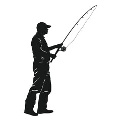 Obraz premium silhouette of a fisherman with fishing rod