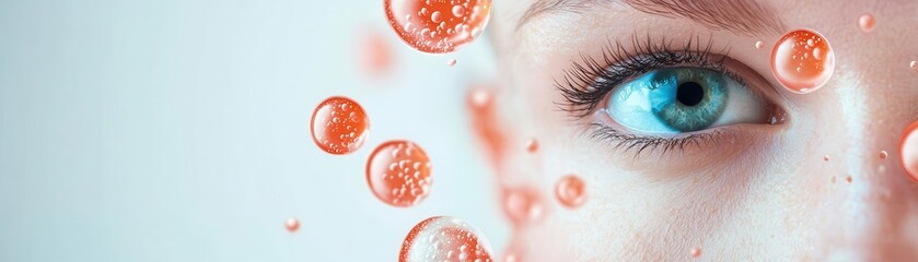 Fototapeta premium Skin cells regenerating with vitamins, radiant layers beneath, rejuvenation, dermatology focus