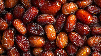 A close-up shot of dried dates,showcasing the diversity of traditional Middle Eastern delicacies, for commercial use or product presentation.