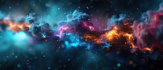 Naklejka premium Enchanting Cosmic Dreamscape with Celestial Stars and Nebulous Clouds - Digital Art Background in