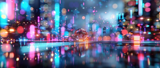 Neon Sunset in Futuristic Cityscape - High Definition Digital Art with Vibrant Lights and Architecture