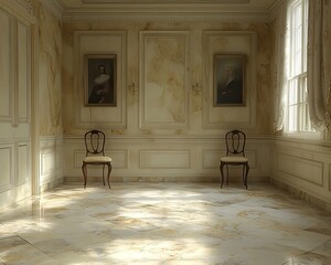 Gravity-Defying Chairs in Surreal Dining Room Setting