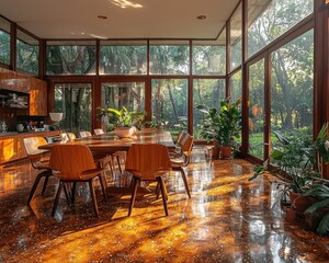 Stylish Mid-Century Modern Dining Room with Retro Vibes and Vintage Decor
