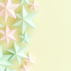 Colorful paper stars in soft pastel shades against a light background, perfect for whimsical and decorative themes.