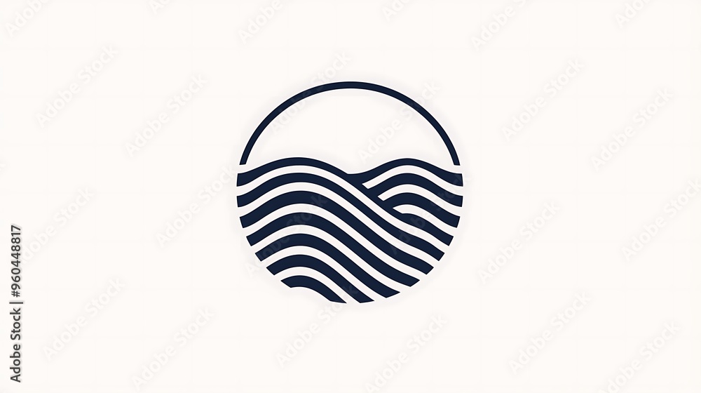 Poster an abstract wave concept logo features fluid, dynamic lines.