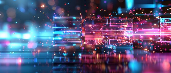 Obraz premium Vivid Neon Geometric Patterns - Abstract Digital Art Background in