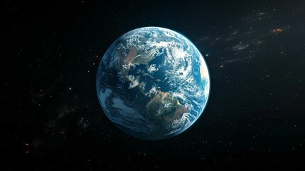 Obraz premium Earth from Space with Visible Clouds and Stars