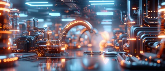 Neon Metropolis - Vibrant Futuristic Cityscape with Bustling Atmosphere in , Digital Art Background