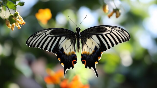 a butterfly named Iphiclides podalirinus,beautiful,flying, --ar 16:9 --style raw --v 6.1 Job ID: 0adec4dd-b2d5-4997-8503-44946c761acd