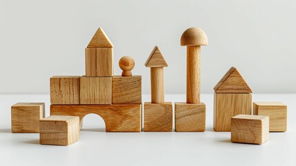 Wooden Building Blocks Arranged into a Miniature Town