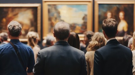 Art Gallery Visitors Admiring the Masterpieces on Display