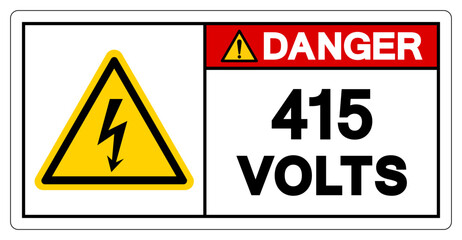 Danger 415 Volts Tag Symbol Sign,Vector Illustration, Isolate On White Background Label. EPS10