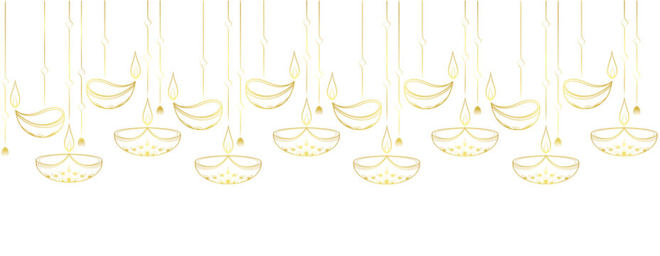 golden diyas hanging on white background clip art preview